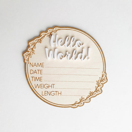 Gender Neutral Baby Name Announcement Disk Sign, Newborn Baby Birth Stat Sign, Newborn Photo Prop, Baby Arrival, Pregnancy Birth Announcement