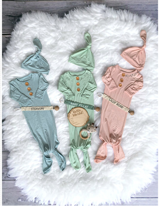 Custom Newborn Baby Knot Gown
