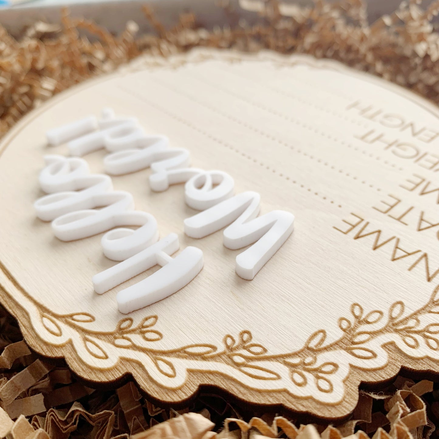 Gender Neutral Baby Name Announcement Disk Sign, Newborn Baby Birth Stat Sign, Newborn Photo Prop, Baby Arrival, Pregnancy Birth Announcement