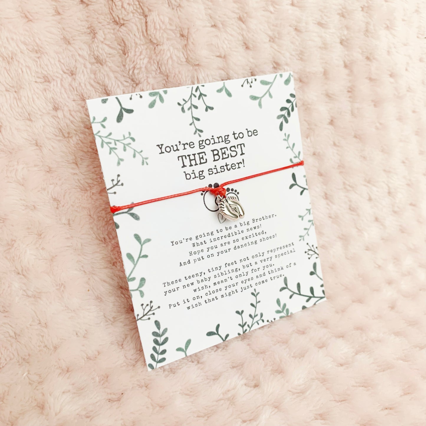 Promoted to Big Sister or Brother wish bracelet - Big Sibling Gift