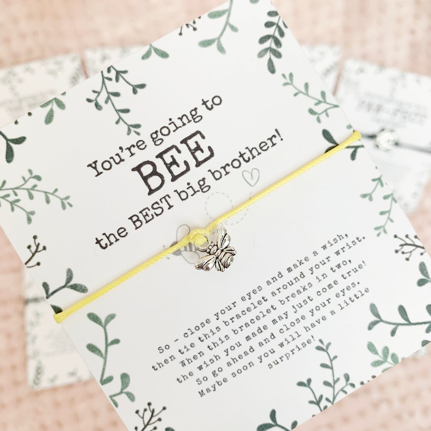 Promoted to Big Sister or Brother wish bracelet - Big Sibling Gift
