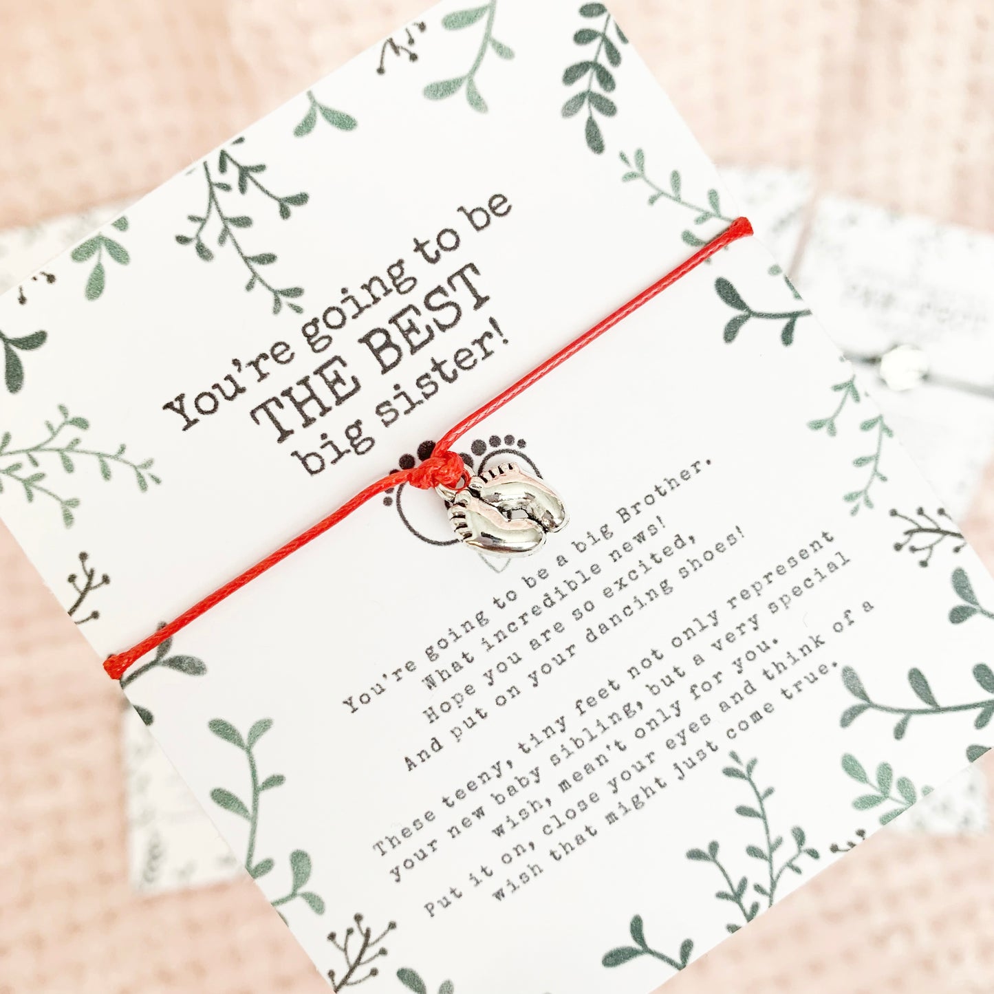 Promoted to Big Sister or Brother wish bracelet - Big Sibling Gift