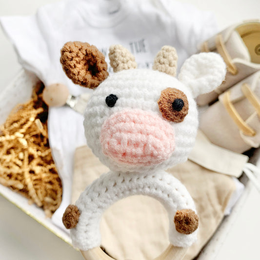 Cow Baby Gift - New to the Crew Gender Neutral Beige