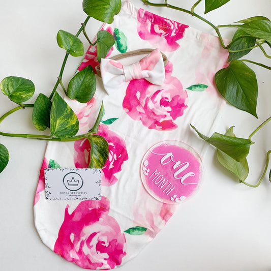 Baby girl swaddle Sack with bow, Pink Floral, personalized, Coming home, Custom Swaddle Set, Newborn swaddle set gift, hospital photo prop.