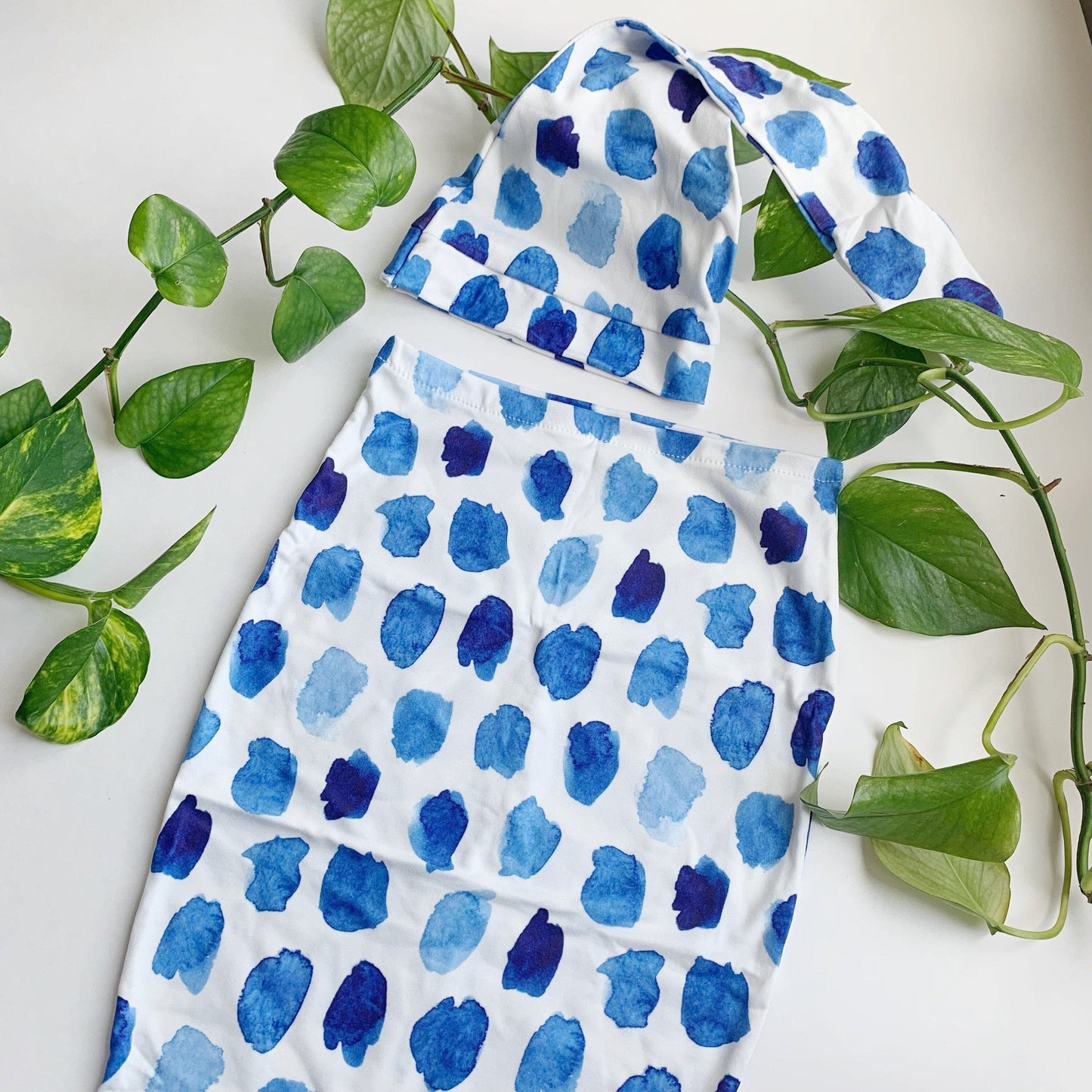 Blue Swaddle Sack and hat