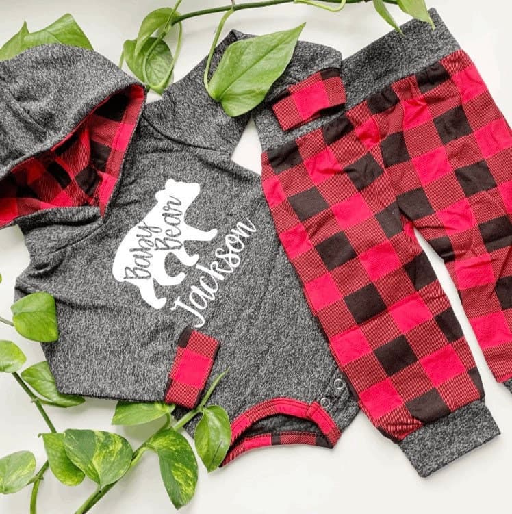 Buffalo Plaid Baby Christmas Gift Box - Personalized