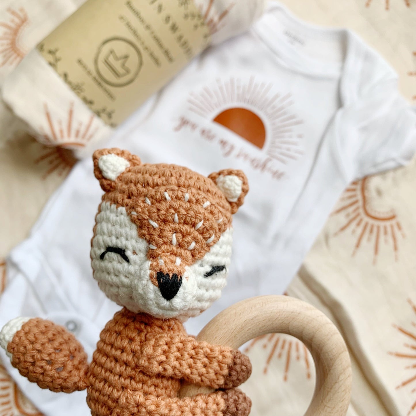Boho Baby gift box, gender neutral New Baby Gift, Baby Shower Gift, Baby Blanket, My Sunshine, Personalized baby gift basket, Woodland theme.