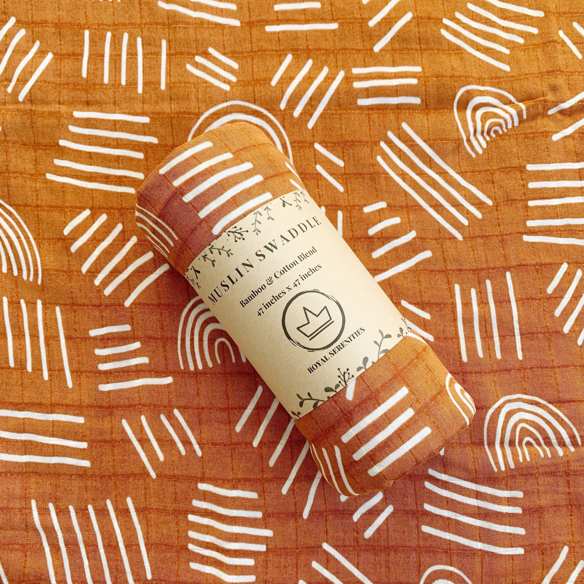 Brown and White Boho Woodland Rainbow Baby Blanket,