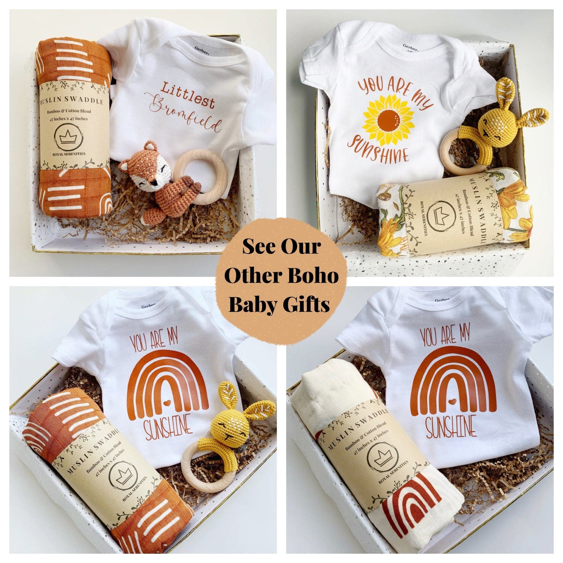 Boho Woodland Fox Custom Baby Gift - Gender Neutral Baby Gift Box.