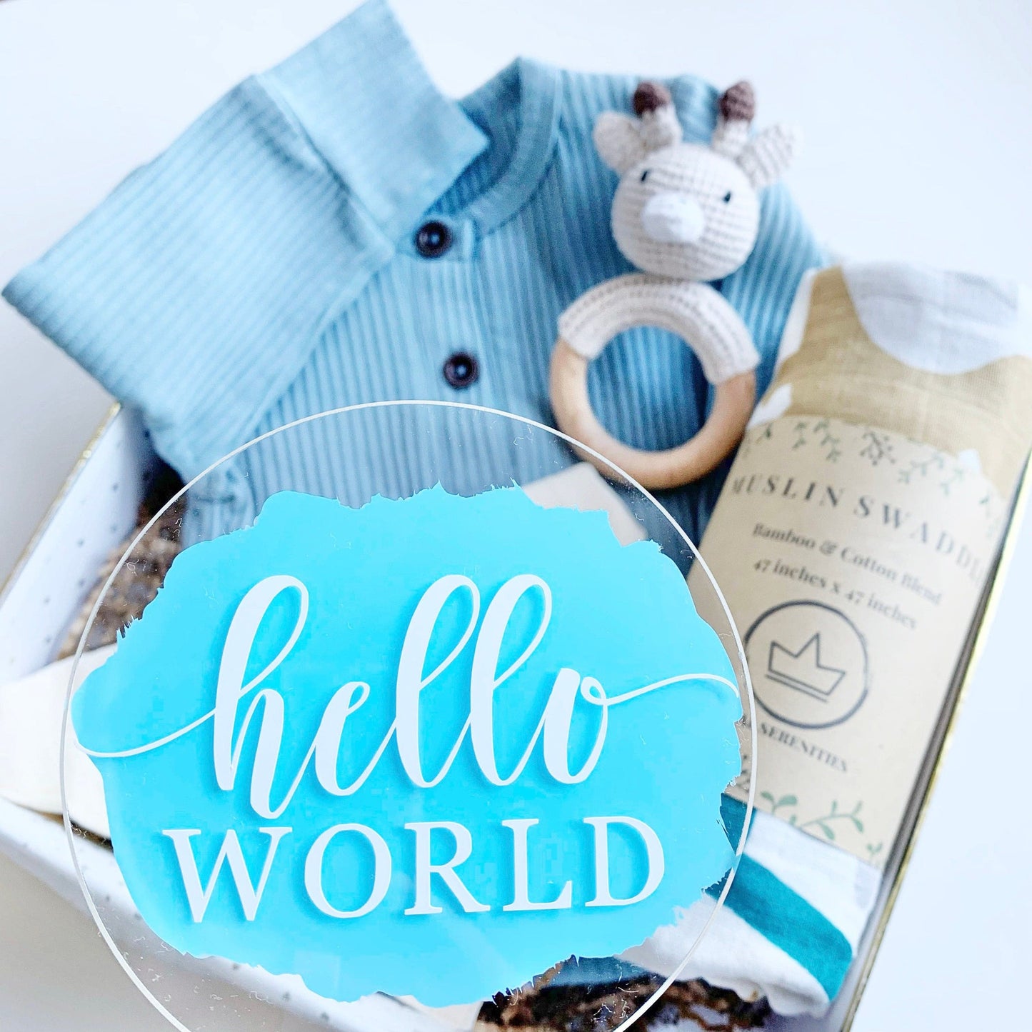 Baby Gift Box, Boy Baby Gift, Baby Shower Gift Basket, Gender Reveal kit, Baby Boy Present, New Baby Gift Set, Newborn Gift box, announce.