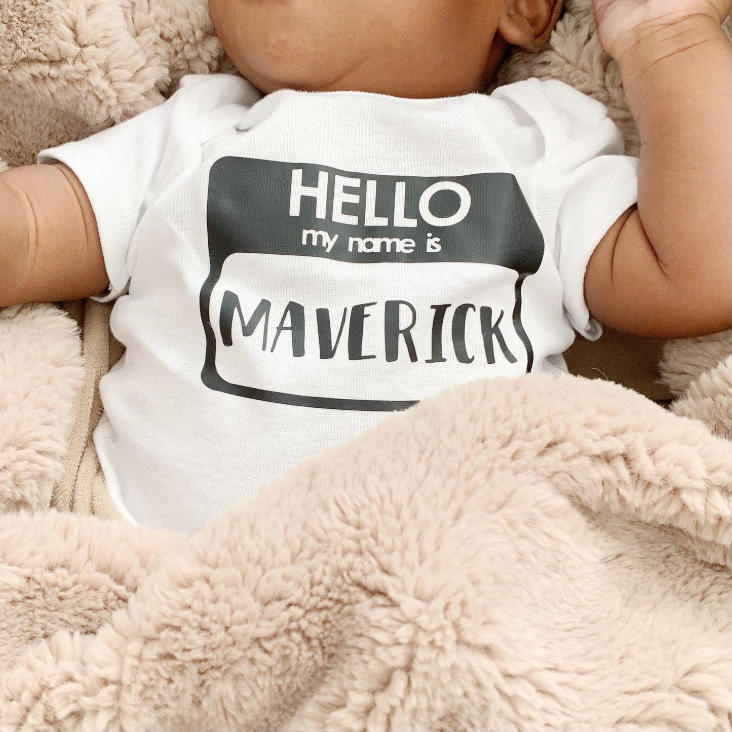 Coming Home Baby Outfit - Hello, My Name is - Baby Shoes and Rattle.