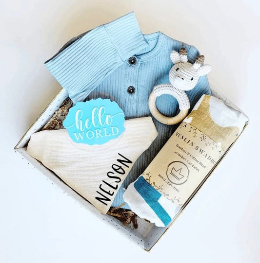 Baby Gift Box, Boy Baby Gift, Baby Shower Gift Basket, Gender Reveal kit, Baby Boy Present, New Baby Gift Set, Newborn Gift box, announce.