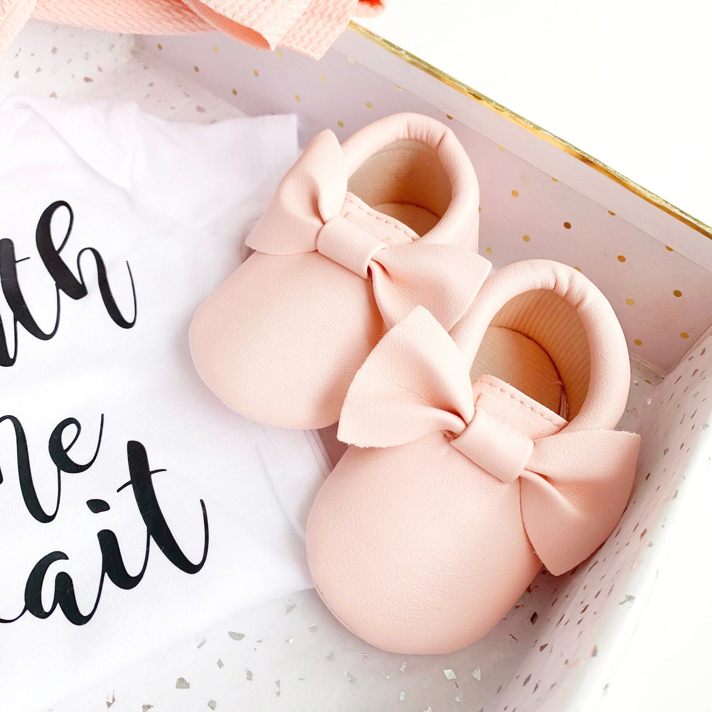 Pink Baby Girl Gift - Baby Bow and Baby Bow Shoes
