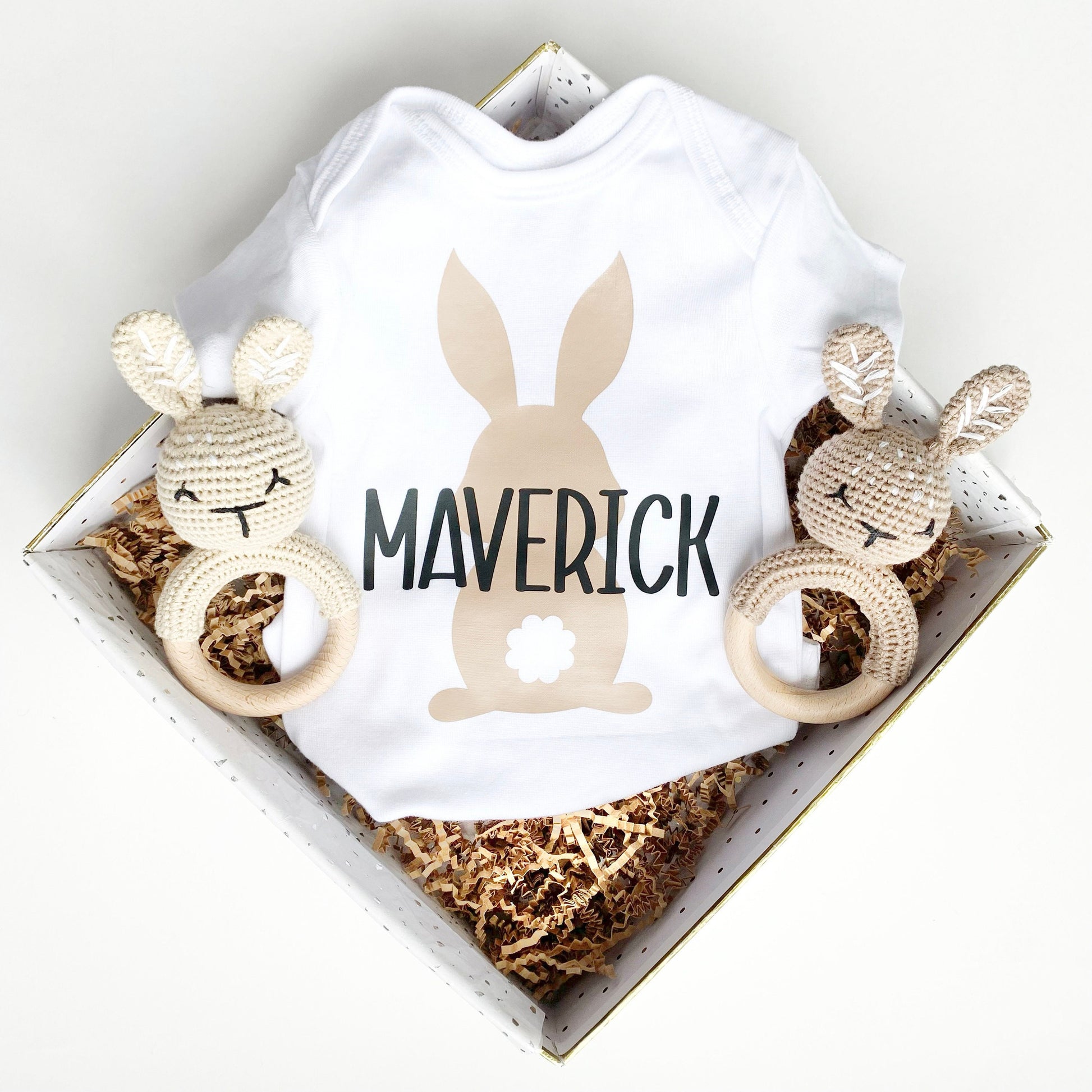 Baby’s First Easter Personalized Gift Basket - Gender Neutral Bunny.