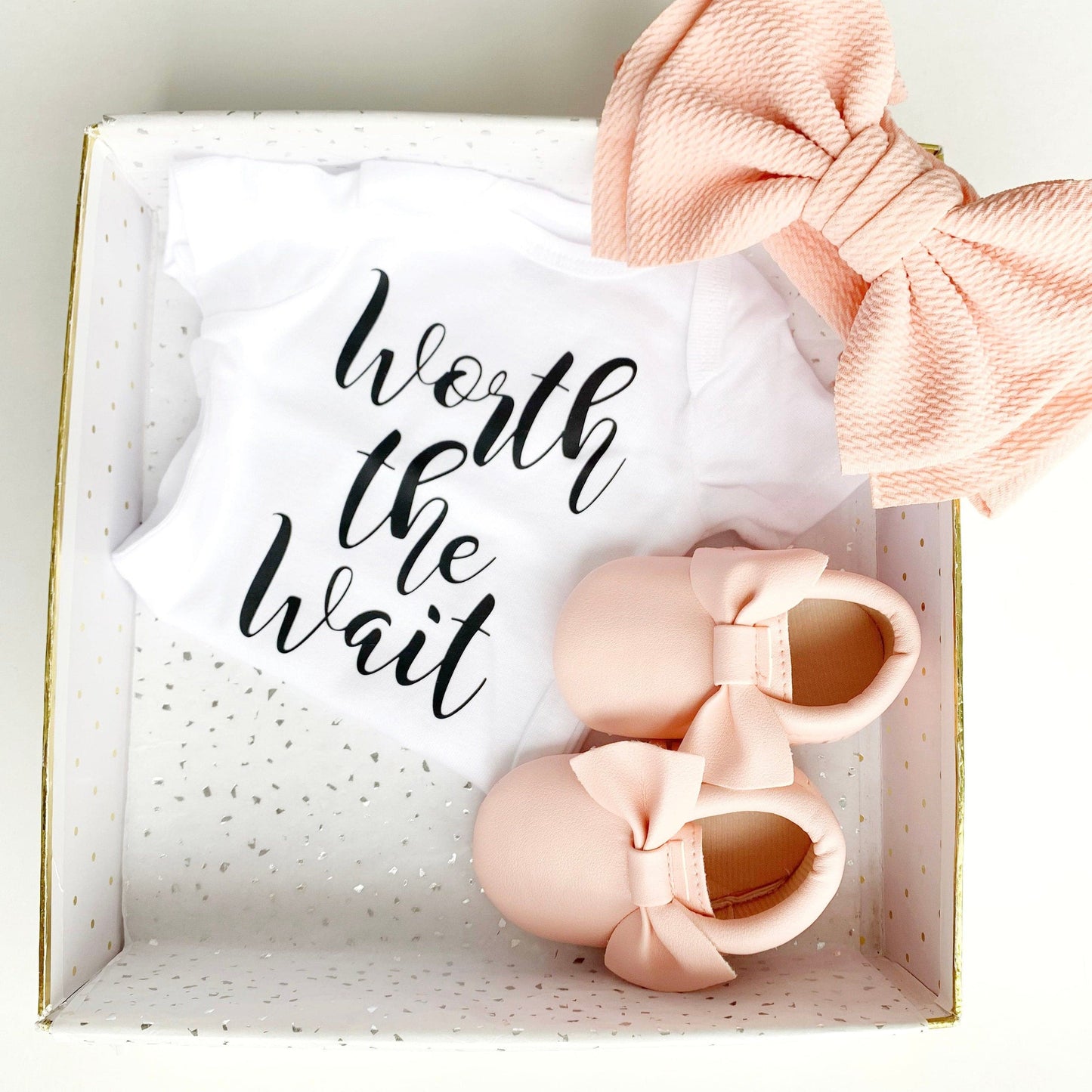 Pink Baby Girl Gift - Baby Bow and Baby Bow Shoes