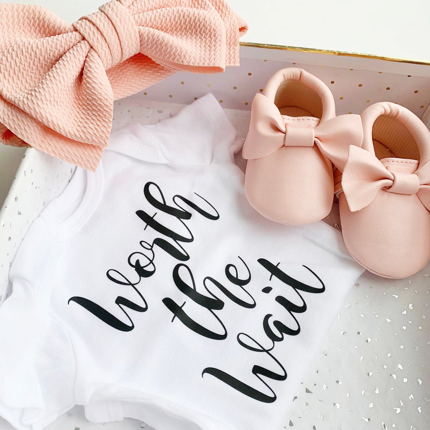 Pink Baby Girl Gift - Baby Bow and Baby Bow Shoes