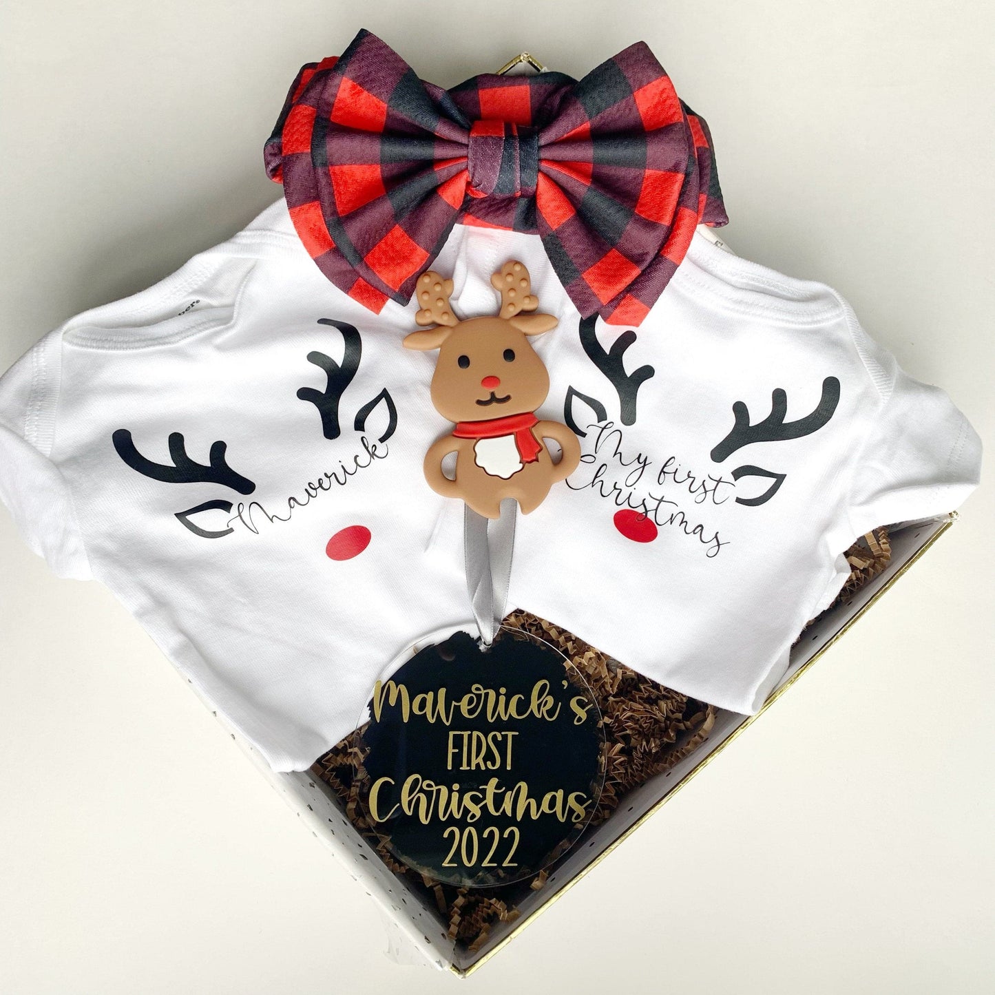 Baby’s First Christmas Outfit - Custom Buffalo Plaid