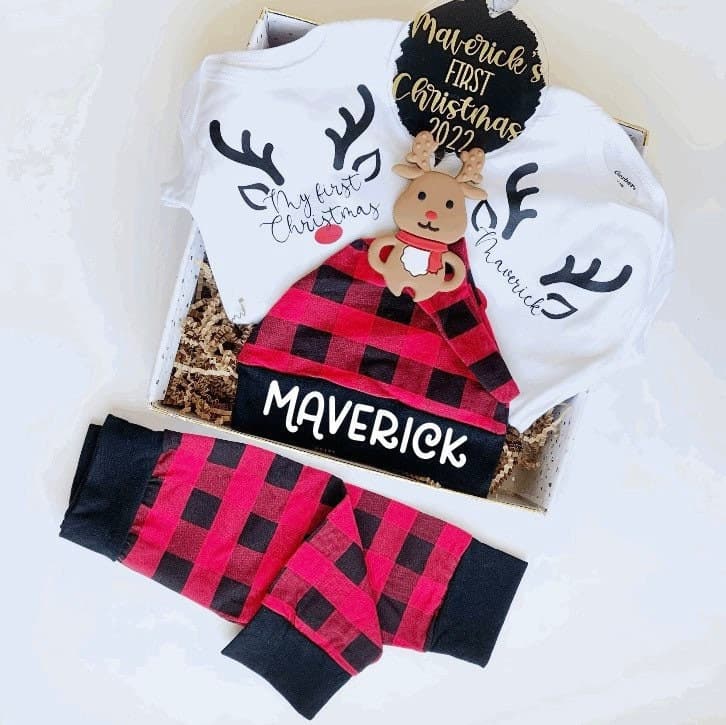 Baby’s First Christmas Outfit - Custom Buffalo Plaid