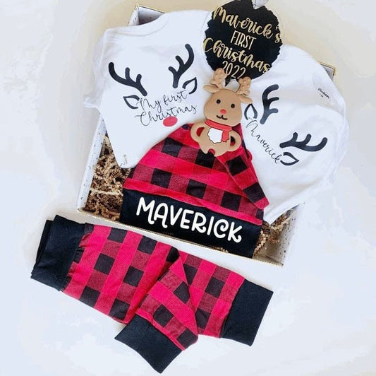 Baby’s First Christmas Outfit - Custom Buffalo Plaid