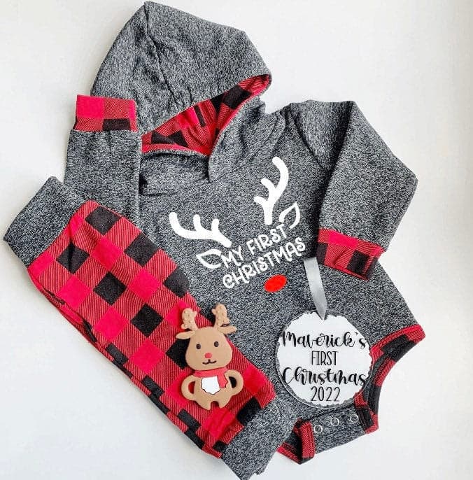 Buffalo Plaid Baby Christmas Gift Box - Personalized