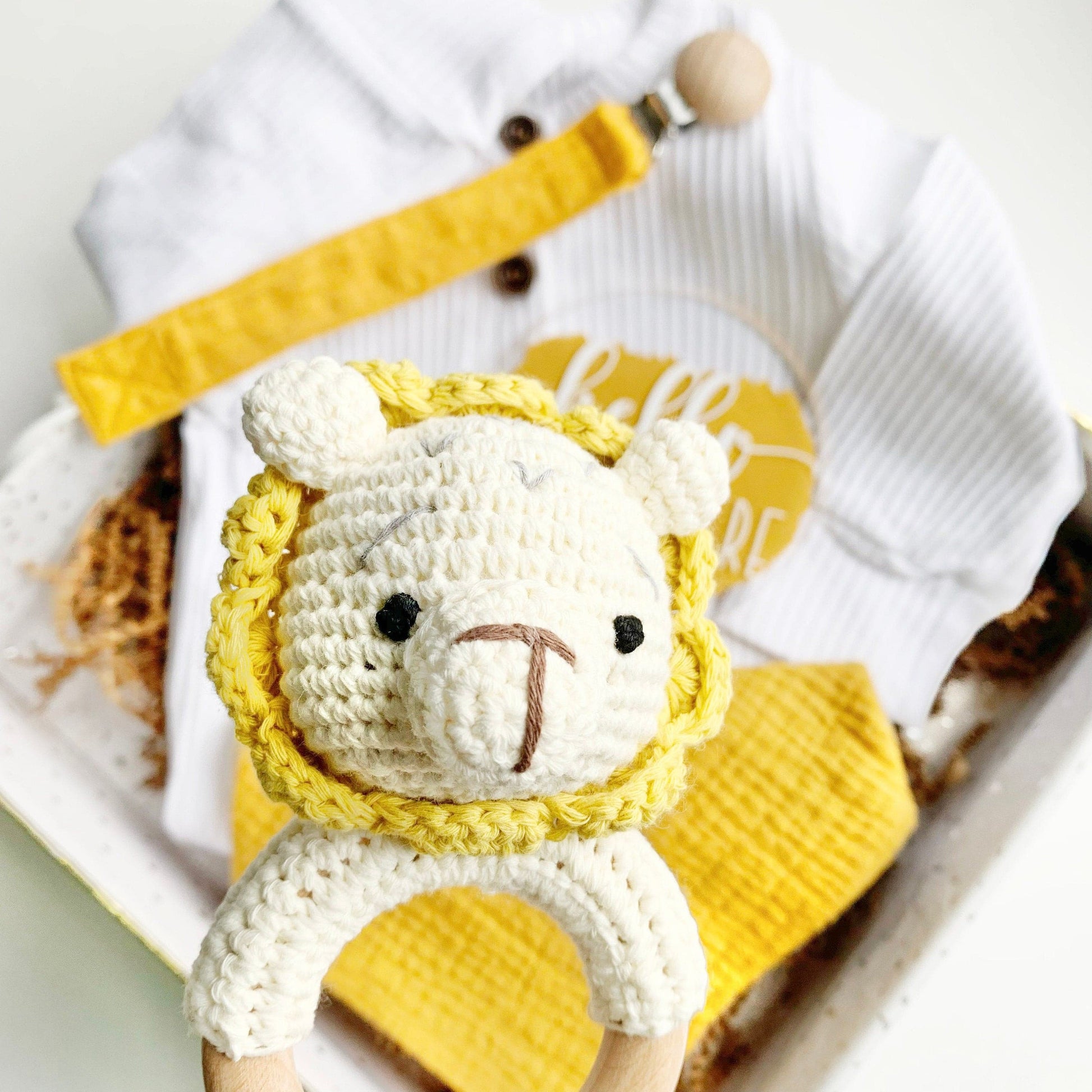 Lion Baby Gift - Gender Neutral Yellow - Custom.