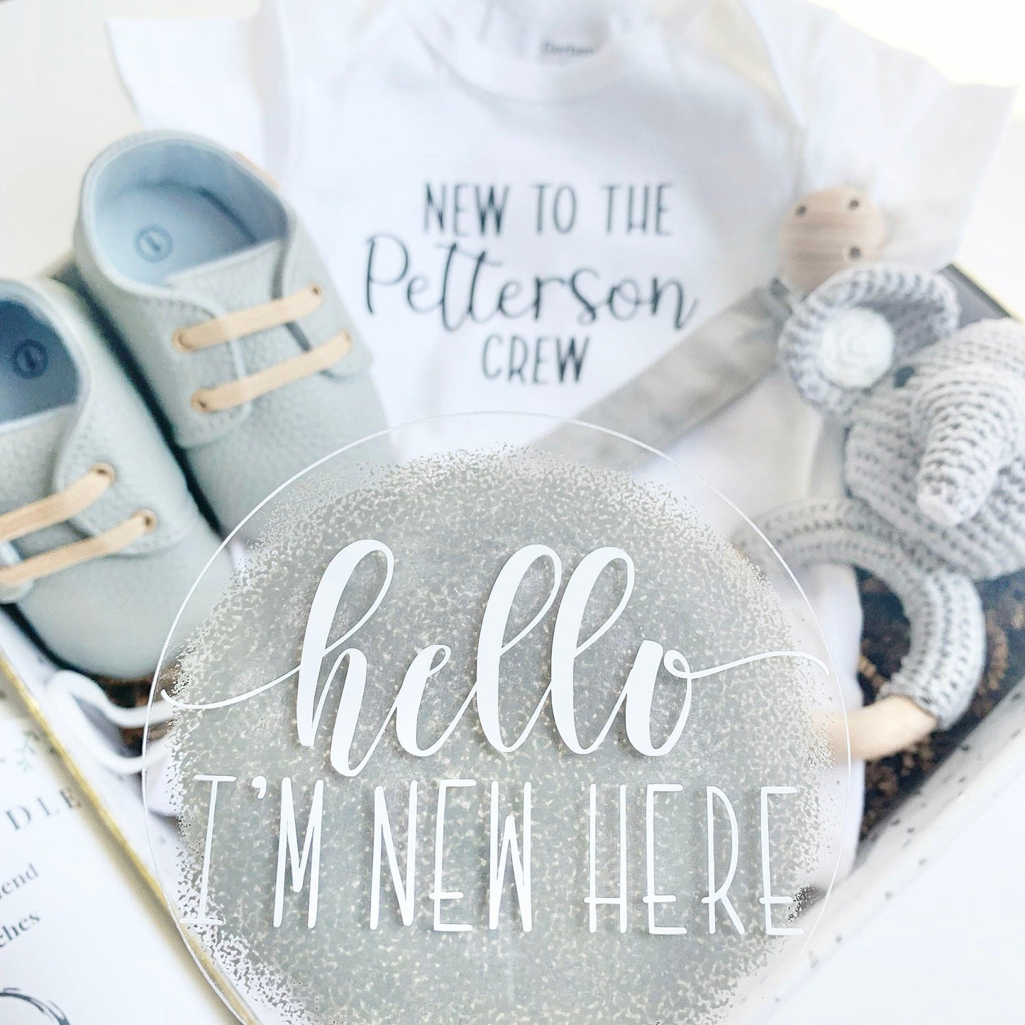 Elephant Baby Gift - Gender Neutral Grey.