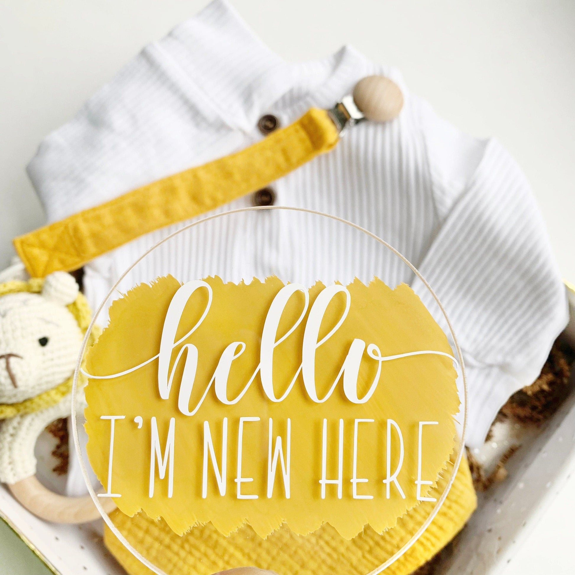 Lion Baby Gift - Gender Neutral Yellow - Custom.