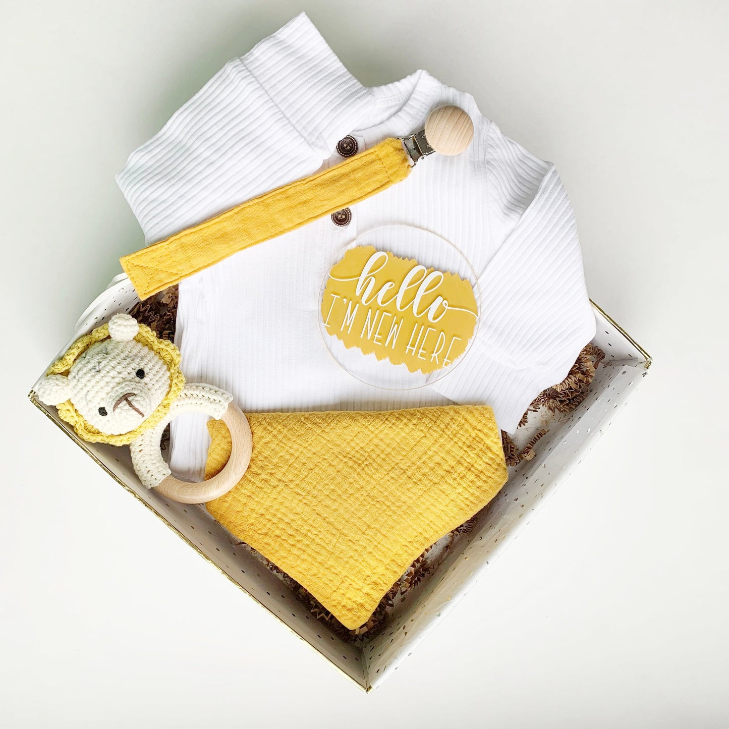 Lion Baby Gift - Gender Neutral Yellow - Custom.