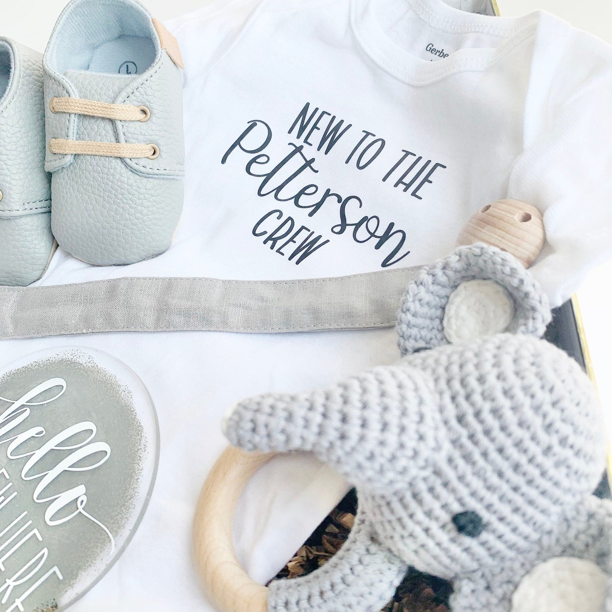 Elephant Baby Gift - Gender Neutral Grey.