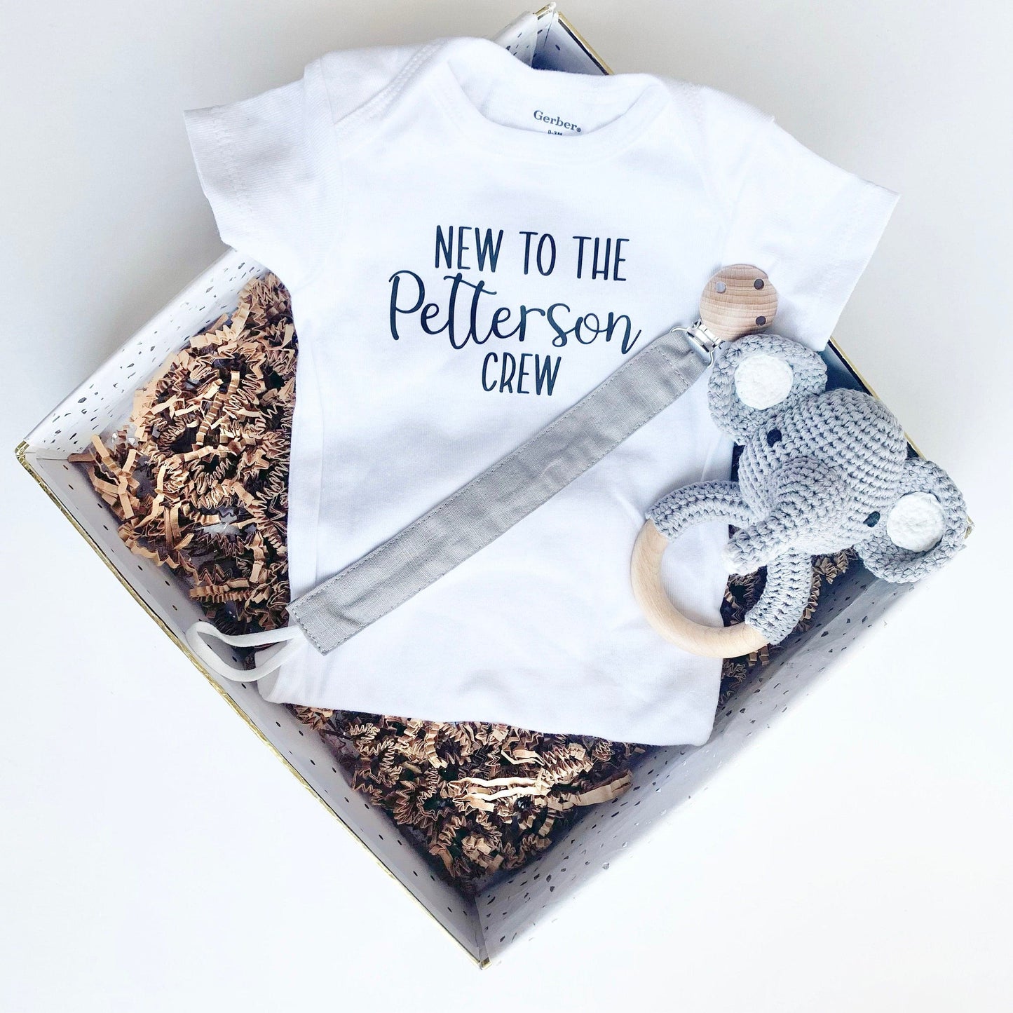 Elephant Baby Gift - Gender Neutral Grey.