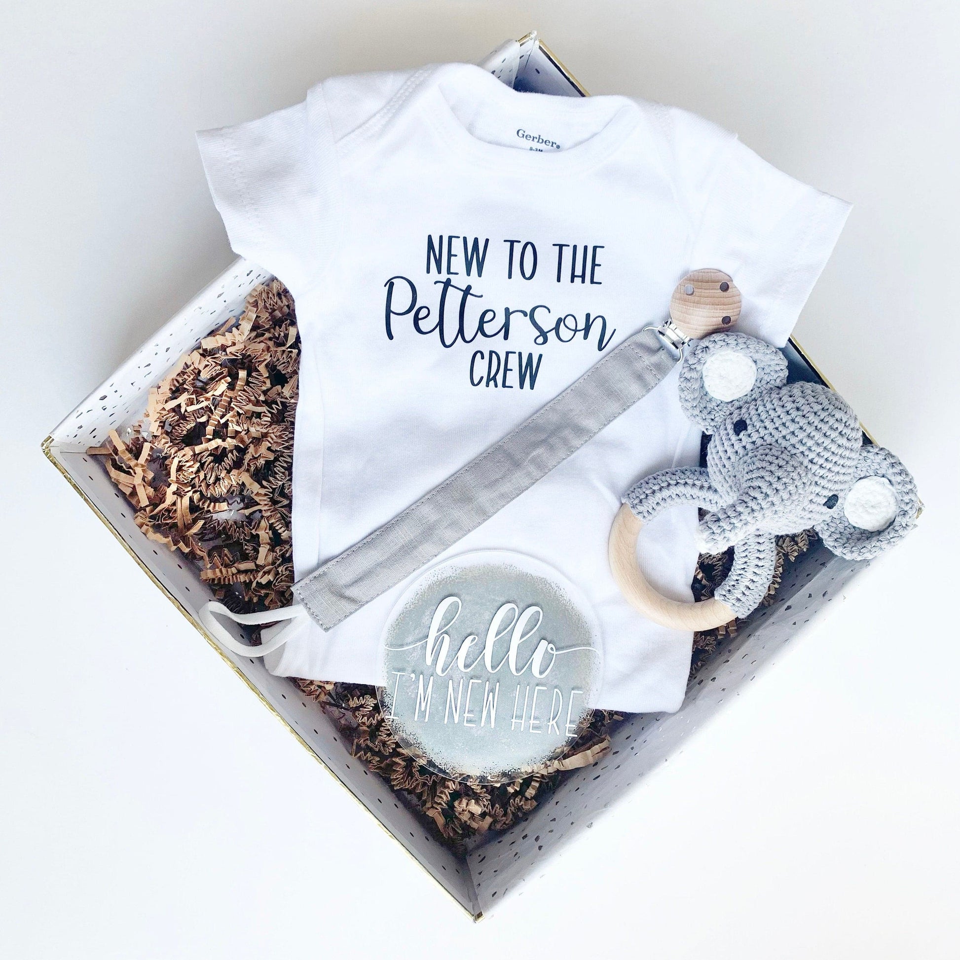 Elephant Baby Gift - Gender Neutral Grey.