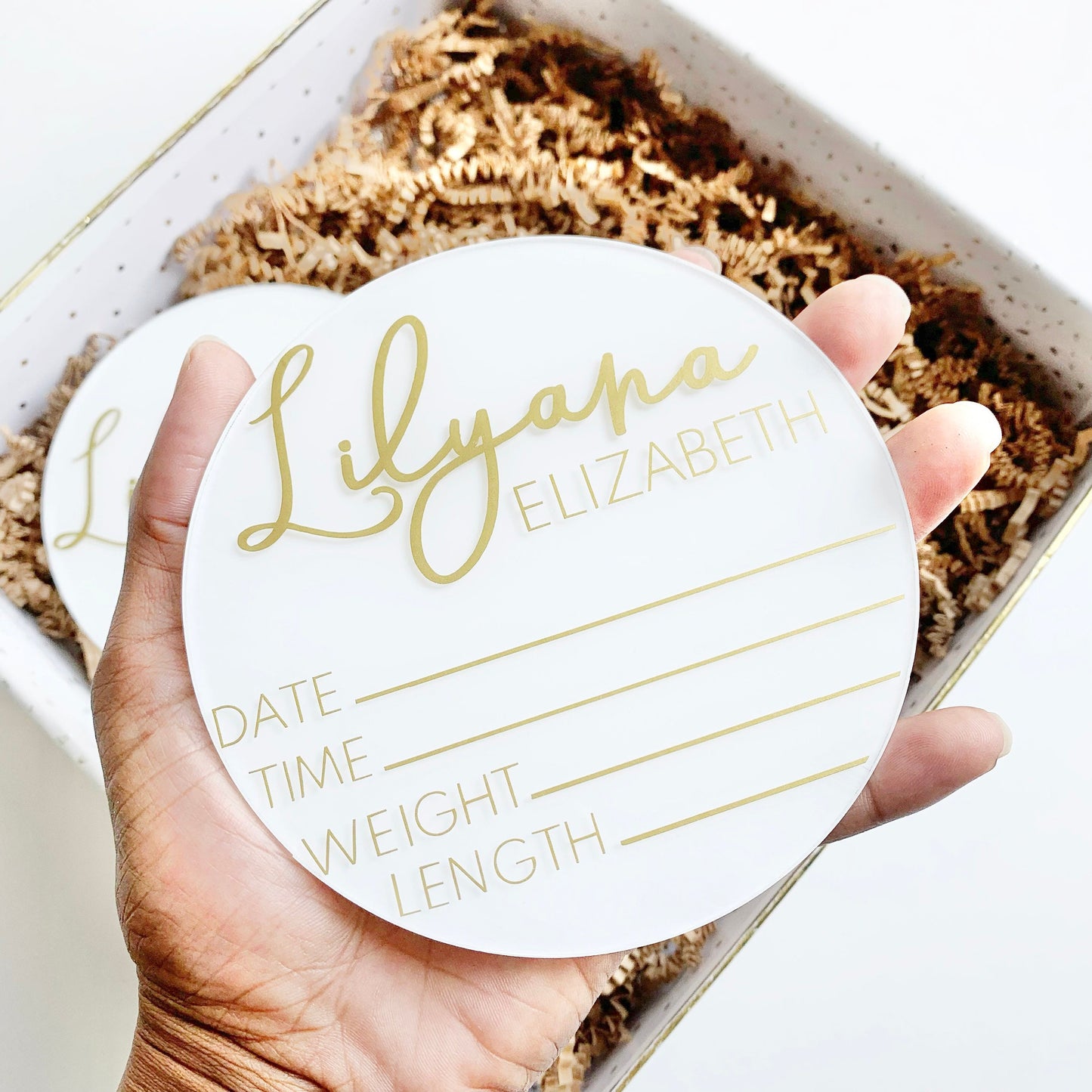 Personalized Baby Name Announcement Disk Sign, Newborn Baby Birth Stat Sign, Newborn Photo Prop, Baby Arrival, Pregnancy Birth Announcement