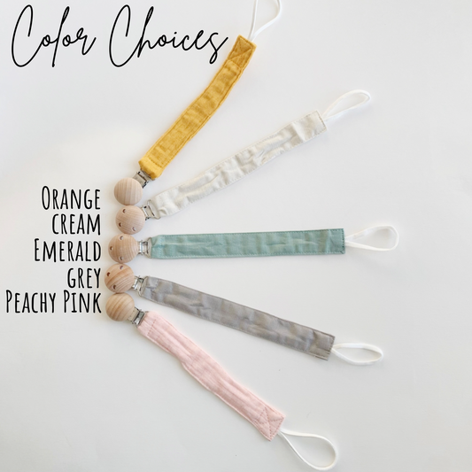 Custom Soother Clip - Beige, Pink, Orange, Green/Sage, Grey