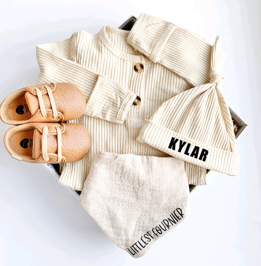 Custom Coming Home Baby Outfit Gift - Gender Neutral Beige
