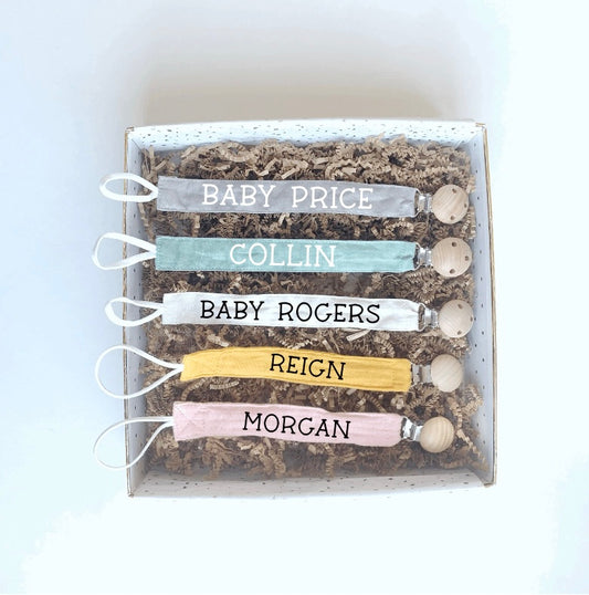 Custom Soother Clip - Beige, Pink, Orange, Green/Sage, Grey