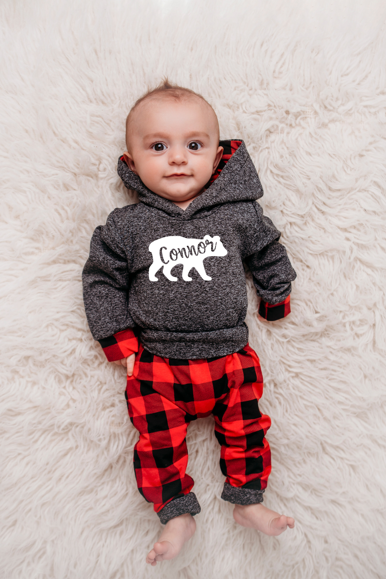 Buffalo plaid baby outfit best sale