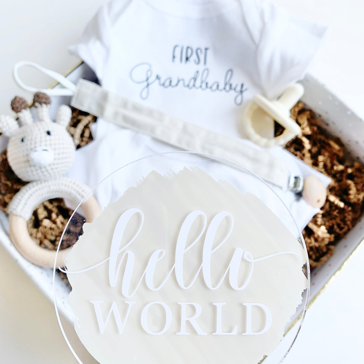 Promoted to Grandma, Grandpa - First Grandchild, newest grandbaby Pregnancy Announcement Box