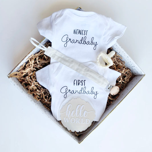 Promoted to Grandma, Grandpa - First Grandchild, newest grandbaby Pregnancy Announcement Box