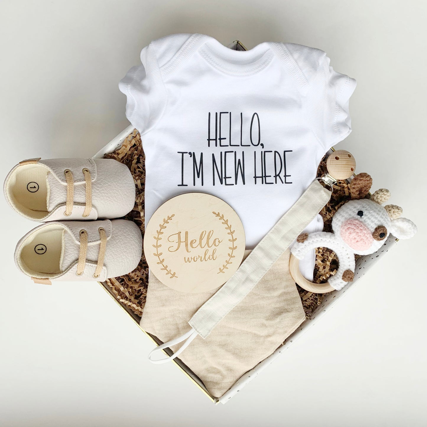 Cow Baby Gift - Gender Neutral Beige