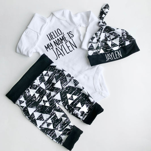 Hello, My Name is - custom newborn take home Outfit