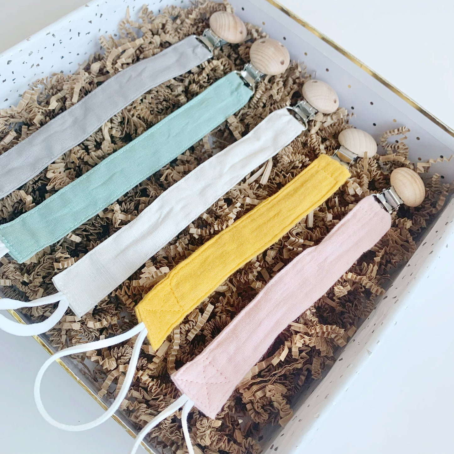 Custom Soother Clip - Beige, Pink, Orange, Green/Sage, Grey