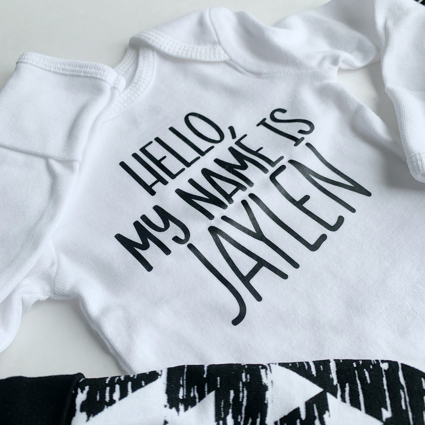 Hello, My Name is - custom newborn take home Outfit