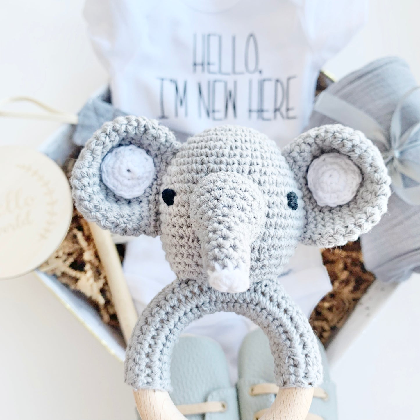 Gender Neutral Baby Shower Gift Box - Grey Elephant