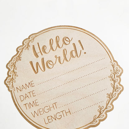 Gender Neutral Baby Name Announcement Disk Sign, Newborn Baby Birth Stat Sign, Newborn Photo Prop, Baby Arrival, Pregnancy Birth Announcement