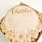 Floral Personalized Baby Name and Birth Stat Disk - Engraved Wooden Sign