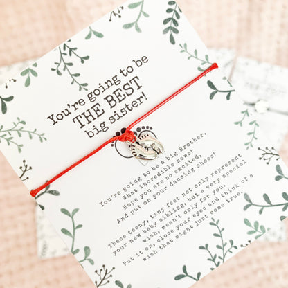 Promoted to Big Sister or Brother wish bracelet - Big Sibling Gift
