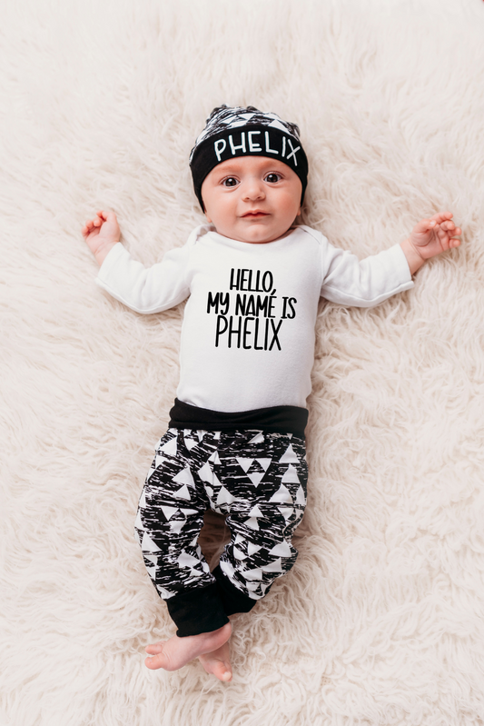 Hello, My Name is - custom newborn take home Outfit