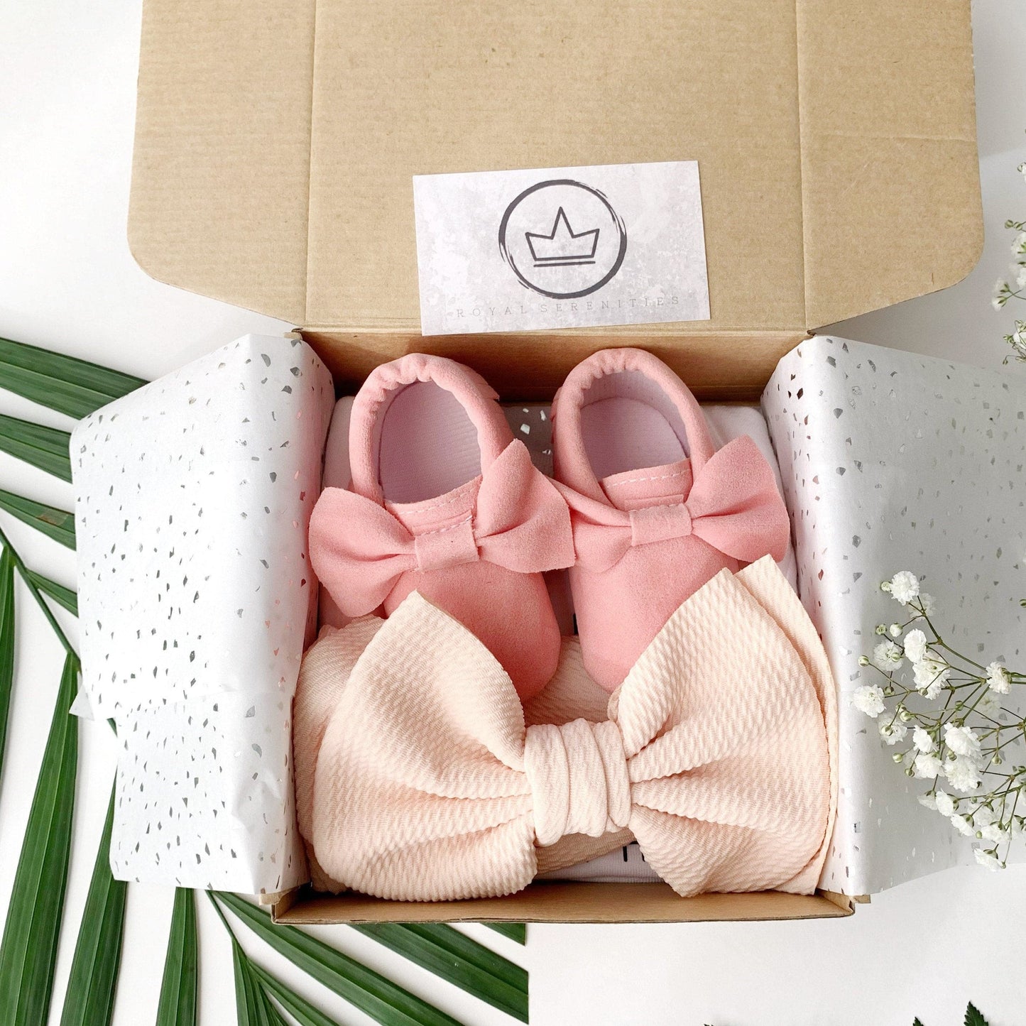 Pink Baby Girl Gift - Baby Bow and Baby Bow Shoes