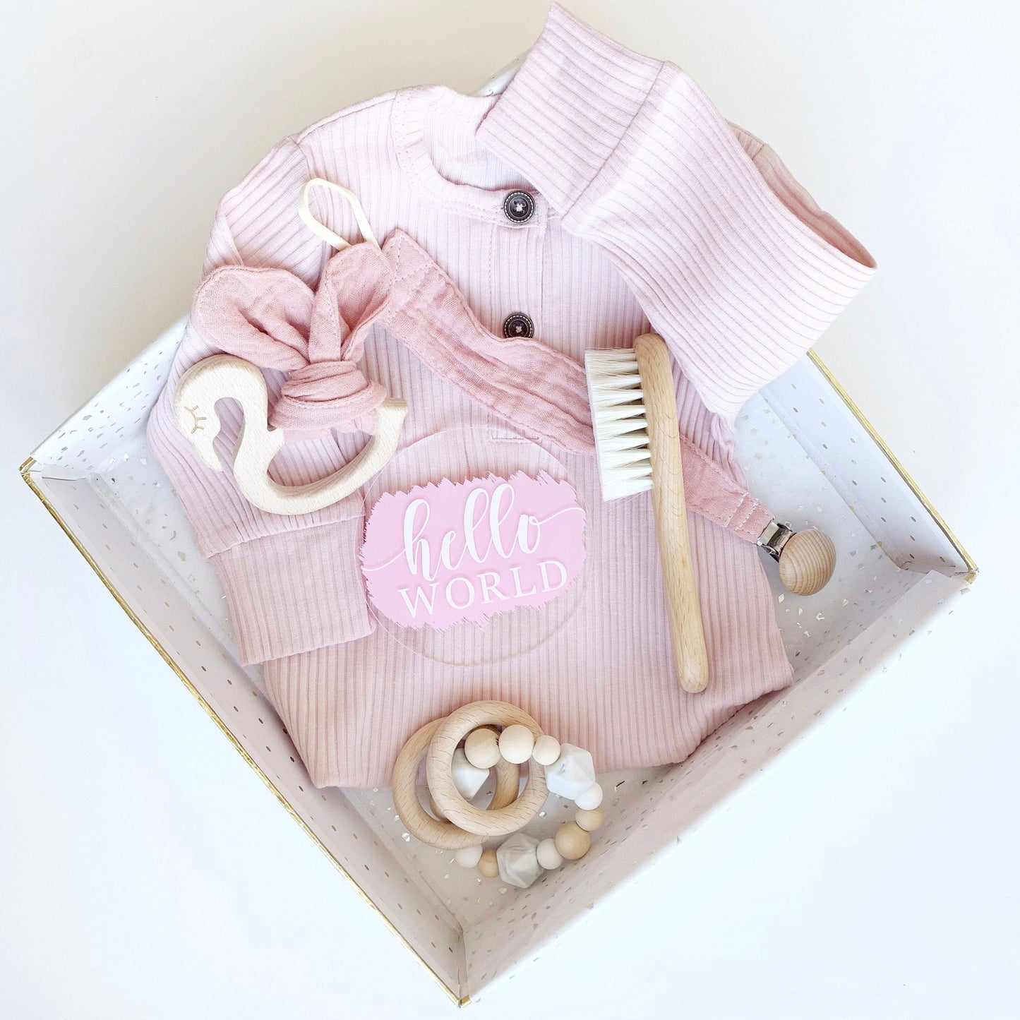 Baby Girl Gift Personalized, Box Set, Pink Baby Shower Gift basket, Custom Name hat, Going home outfit, flamingos, Custom Girl Clothing Gift.