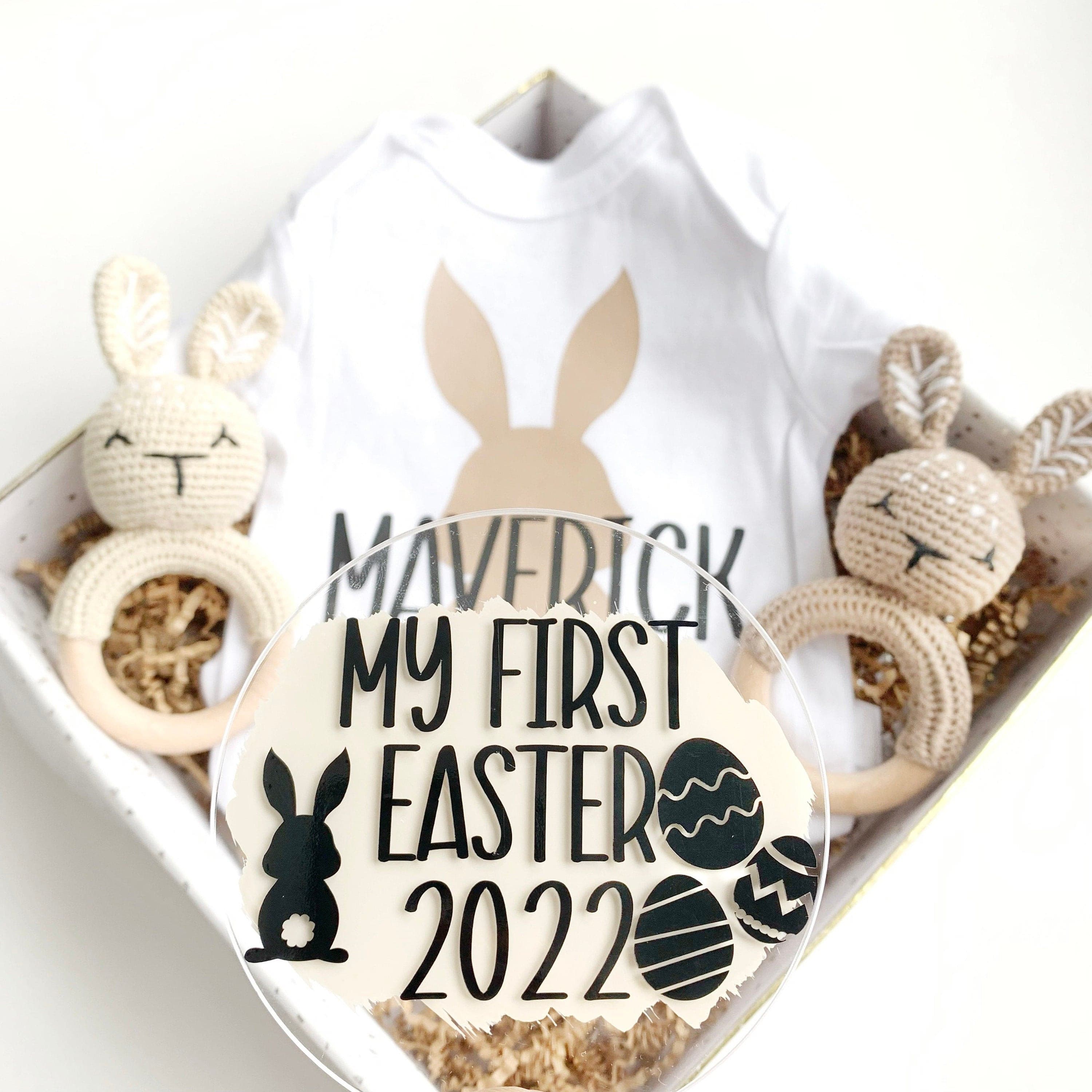 Baby s First Easter Personalized Gift Basket Gender Neutral Bunny